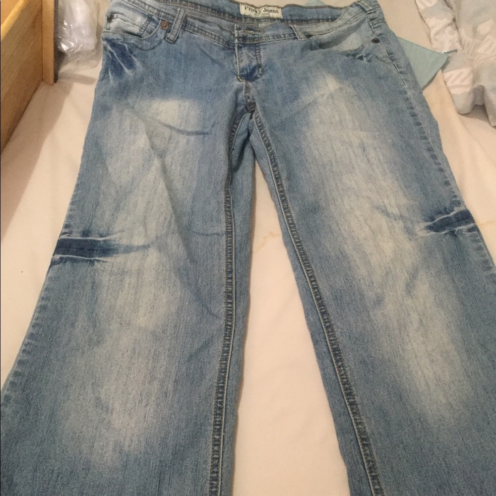 Faded blue jeans